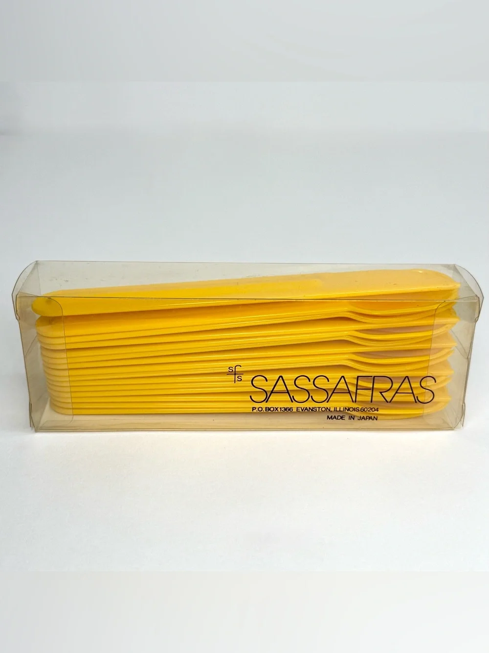 VINTAGE Sassafras Yellow Plastic Reusable Cutlery Set NIB Spoons Forks Knives